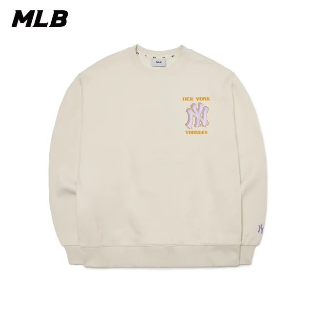 【MLB】像素Logo長袖大學T Play系列 紐約洋基隊(3AMTX0214-50CRS)