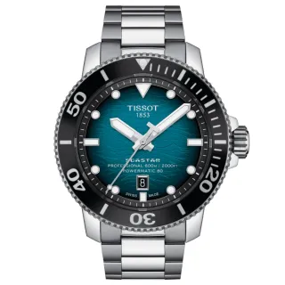 【TISSOT 天梭 官方授權】Seastar 2000海星專業600米潛水機械錶-46mm/湖水綠(T1206071104100)