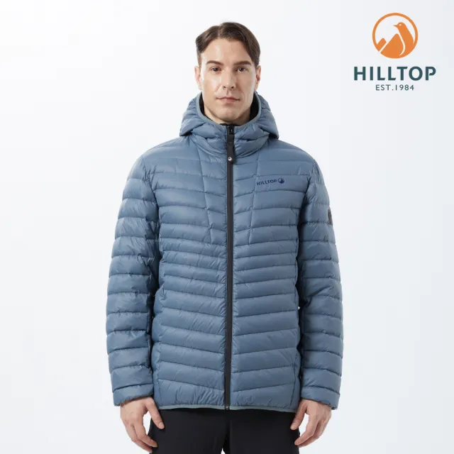 【Hilltop 山頂鳥】男款超潑水連帽保暖蓄熱羽絨外套(F22M10 灰)