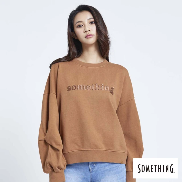 SOMETHING【SOMETHING】袖扭摺寬版上衣-女款(褐色)