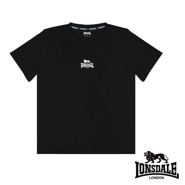 【LONSDALE 英國小獅】潮流LOGO短袖T恤(黑色 LT250002)