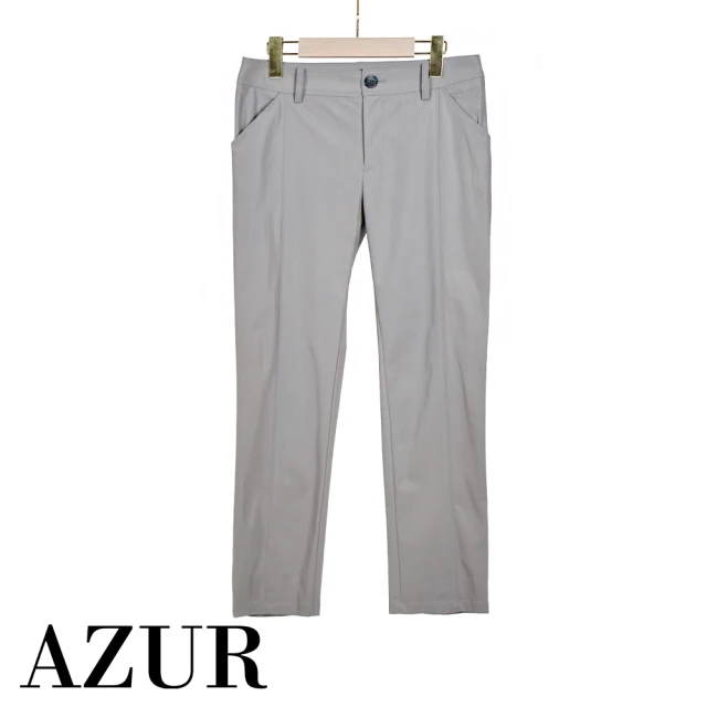 AZUR【AZUR】單車線剪裁素面直筒褲-3色