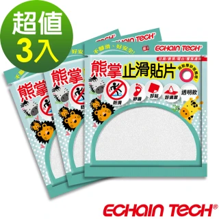 【Echain Tech】熊掌金鋼砂防滑貼片-方型透明款 3包共18片 -長12*寬12cm(止滑貼片/浴室貼/磁磚貼)