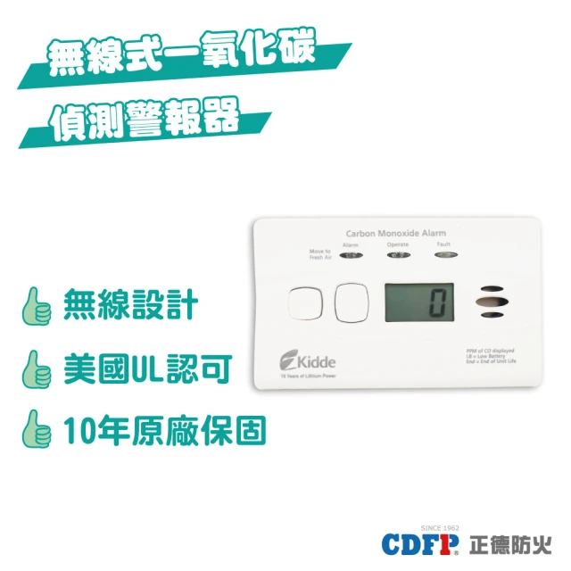 【正德防火】一氧化碳警報器-10年電池(10年原廠保固/免插電)