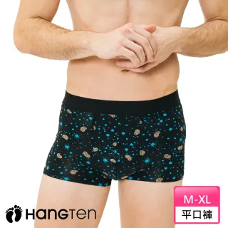 【Hang Ten】舒適透氣印花平口褲.四角_HT-C12012(黑)