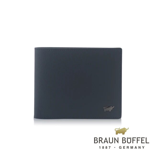 【BRAUN BUFFEL 德國小金牛】台灣總代理 默瑟-II 8卡中翻零錢袋皮夾-印度藍(BF384-318-II)