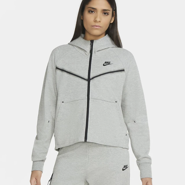 NIKE 耐吉【NIKE 耐吉】連帽外套 AS W NSW TCH FLC WR HOODIE FZ 女款 灰(CW4299063)