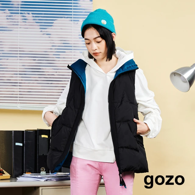 gozo【gozo】★年度MOMO獨家限定款★立領機能羽絨背心(黑色)