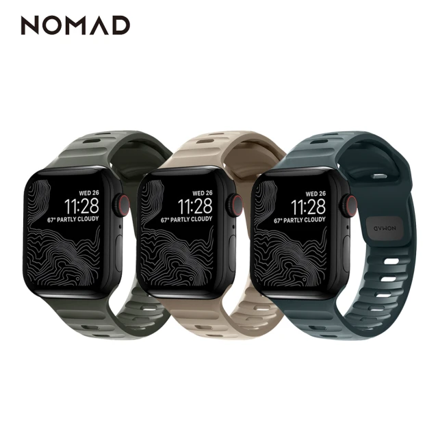 【NOMAD】Apple Watch 44/42mm專用運動風FKM橡膠錶帶(機能防潑水/耐高溫耐油性)