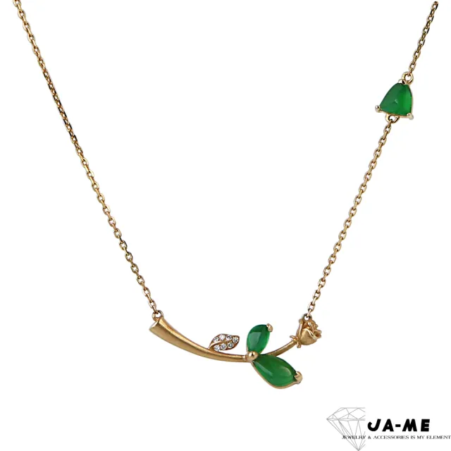 【JA-ME】天然A貨翡翠冰種正陽綠微笑玫瑰花18k金項鍊