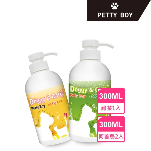 【Petty Boy】有機茶樹精油驅蚊洗毛精300ml*1入+何首烏蓬鬆洗毛精300ml*2入