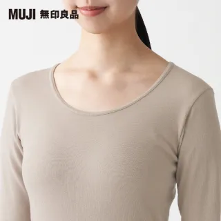 【MUJI 無印良品】女棉混羊毛高保暖U領八分袖T恤(共4色)