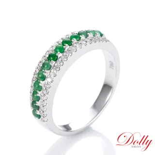 【DOLLY】18K金 緬甸陽綠冰種翡翠 鑽石戒指