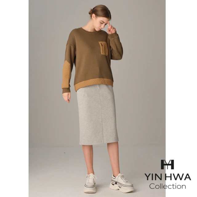 【YIN HWA 盈樺】YH COLLECTION 個性休閒跳色拼接內刷毛上衣