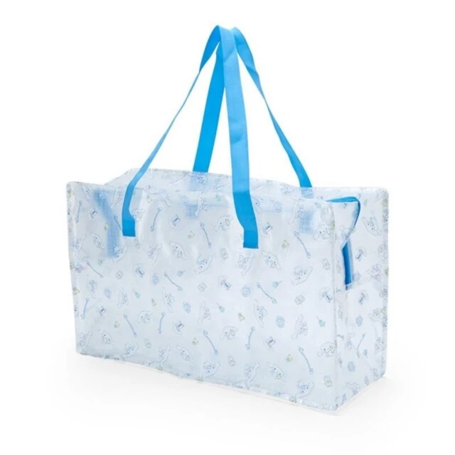小禮堂【小禮堂】大耳狗 透明大型購物袋 《藍色款》(平輸品)