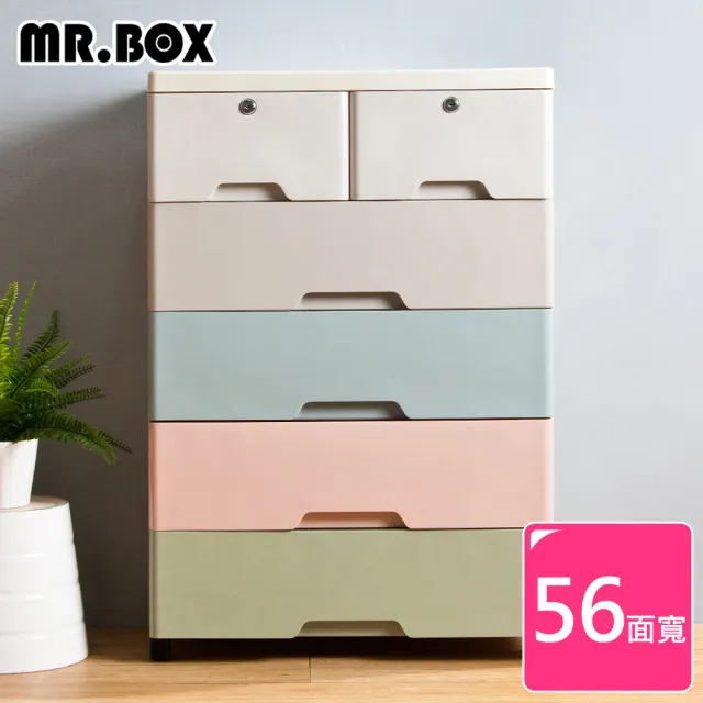 【Mr.Box】56面寬抽屜式五層收納櫃-附鎖附輪