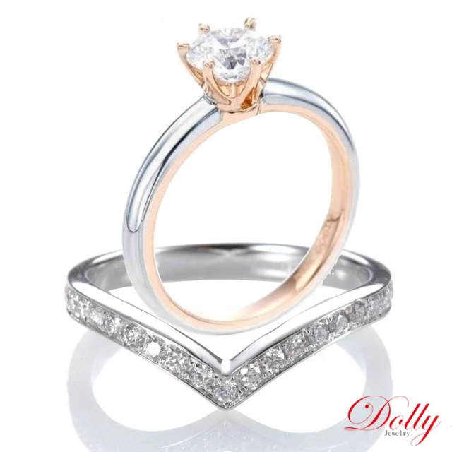 DOLLY【DOLLY】求婚戒 0.50克拉完美車工 14K雙色金鑽石套戒(031)