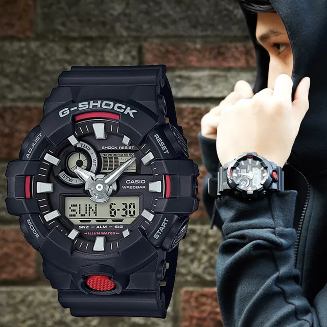 G-SHOCK】強悍粗曠時尚潮流錶-黑x紅(GA-700-1ADR) - momo購物網