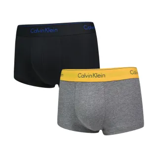 【Calvin Klein 凱文克萊】Block Modern 男內褲 棉質高彈力 平口褲/四角褲/CK內褲(黑藍字、黃灰 兩入組)
