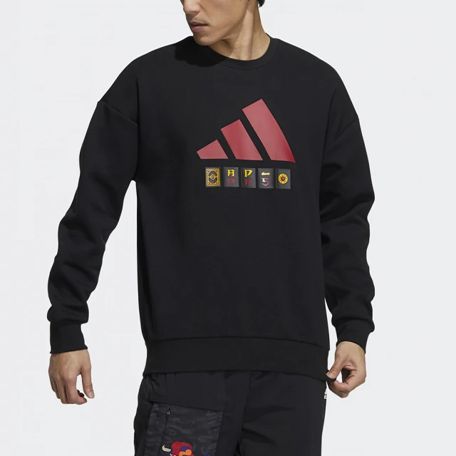 adidas 愛迪達【adidas 愛迪達】上衣 男 運動 大學T 長袖上衣 亞規 ST STORY SWEAT 黑 H39214