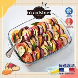 【O cuisine】法國百年工藝耐熱玻璃長方形烤盤(39*24CM)