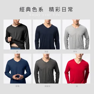 【SunFlower 三花】彩色T恤.V領長袖衫.男內衣.男長T恤(麻藍)