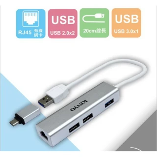 USB3.0+ RJ45鋁合金集線器(HUB-23)