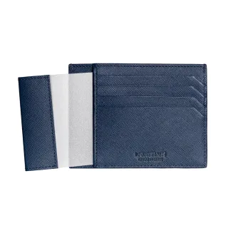 【MONTBLANC 萬寶龍】匠心系列牛皮6卡卡夾附證件袋(藍)
