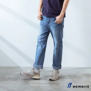 【NoMorre】男裝 牛仔褲 丹寧 直筒褲 彈力 水洗 修身 L-4L 現貨(淺藍色)
