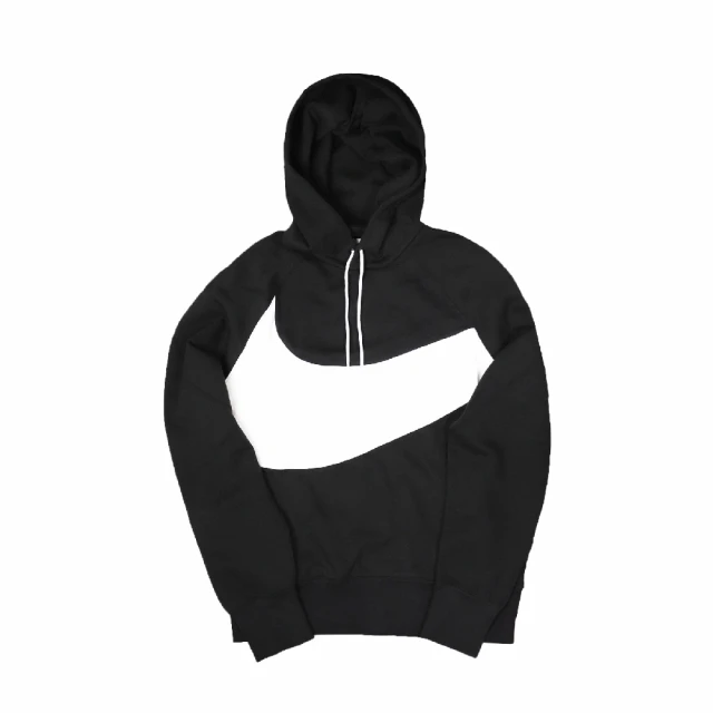 【NIKE 耐吉】帽T Pullover Hoodie 男款 NSW 運動休閒 保暖 大勾勾 連帽 黑 白(DD8223-010)