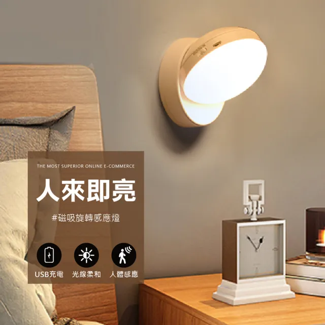 【Jo Go Wu】360度可調式磁吸感應燈(LED燈/小夜燈/USB充電/觸控燈/床頭燈/桌燈)