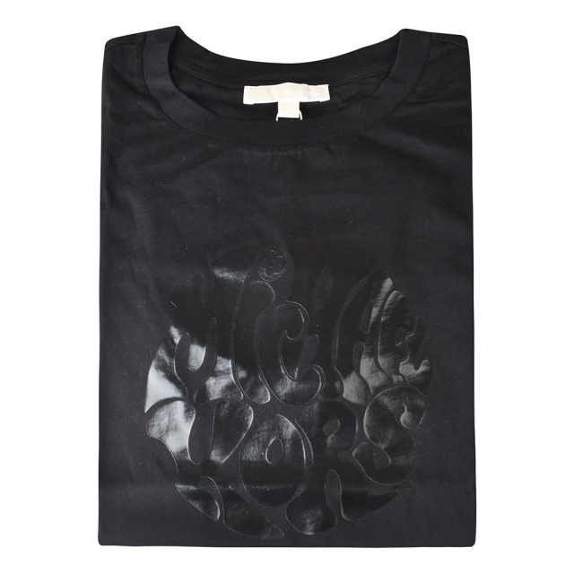 Michael Kors【Michael Kors】MICHAEL KORS黑字LOGO圓形字母設計棉質短袖T-Shirt(黑)