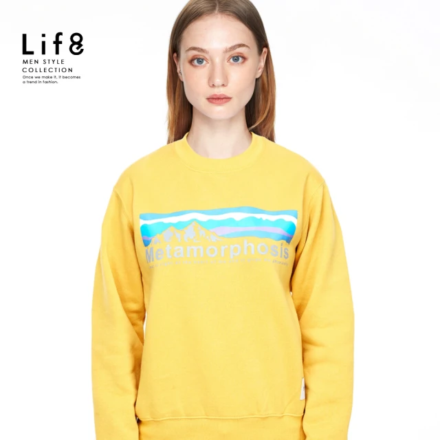 Life8【Life8】ALL WEARS 蛻變型式 印花刷毛長袖上衣-麥黃(41033)