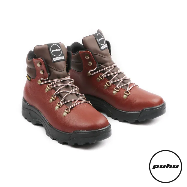 Puhu 彪琥 牛皮輕量動能防水登山靴 女款咖啡 100 Mit 防水透氣輕量 Momo購物網