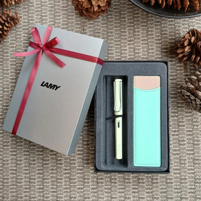 【LAMY】馬卡龍系列雙筆套鋼筆禮盒 薄荷綠鋼筆+藍筆套(36)