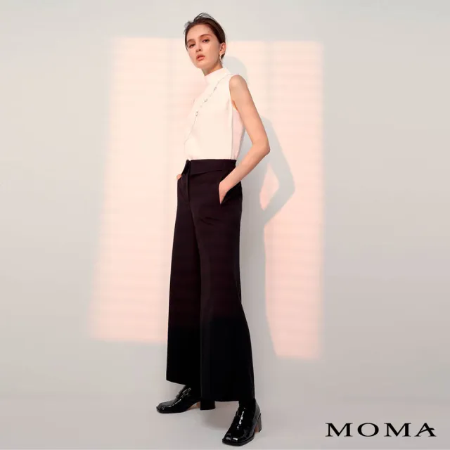 【MOMA】設計腰頭長寬褲(黑色)