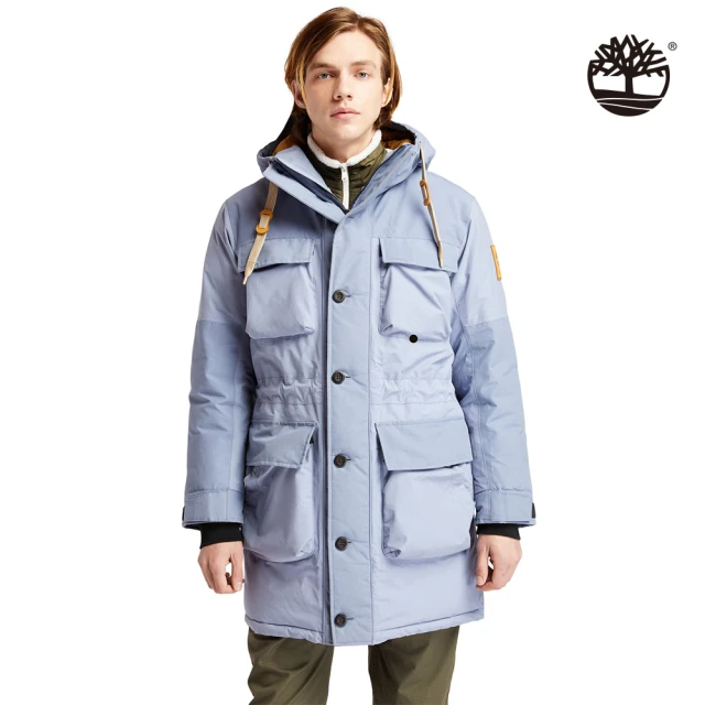 【Timberland】男款風景藍EK+保暖防水連帽派克大衣(A4472CA0)