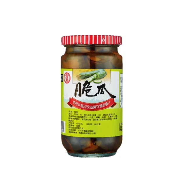 金蘭食品 金蘭脆瓜396g 全素 花瓜 罐頭 露營 雞湯 Momo購物網