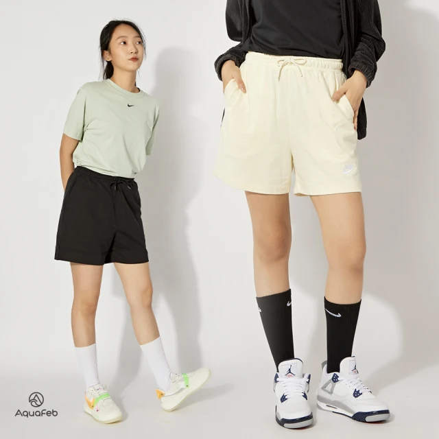 【NIKE 耐吉】AS W NSW JSY HR Short 女款 黑色 奶茶色 刺繡 抽繩 高腰 棉質 短褲 CJ3755-011/CJ3755-113