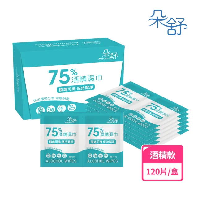 【朵舒】75%酒精濕巾單片包(120片/盒)/