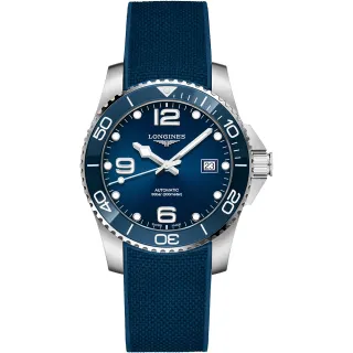 【LONGINES 浪琴 正式授權】深海征服者浪鬼陶瓷潛水機械錶-藍x41mm(L3.781.4.96.9)