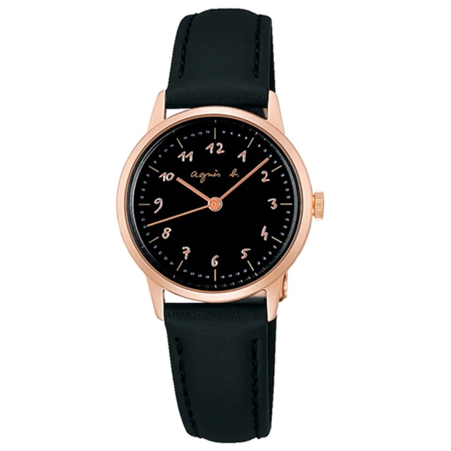 【agnes b.】marcello系列牛皮黑色錶款27mm(BH8065J1)