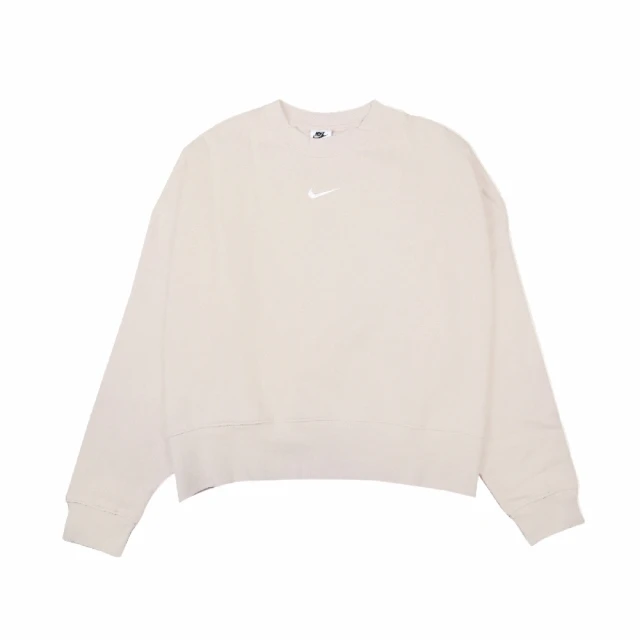 NIKE 耐吉【NIKE 耐吉】大學T Essentials Sweatshirts 女款 NSW 超寬鬆 短款 落肩 厚針織 米 白(DJ7666-219)