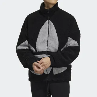 【adidas 愛迪達】外套 男款 運動外套 毛外套 保暖 三葉草 Fur Jacket 國際碼 黑 HC0325