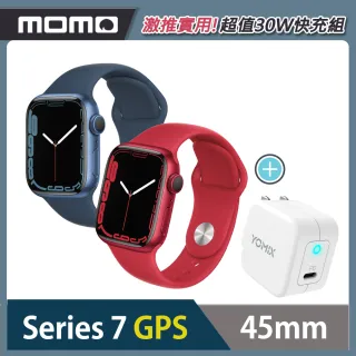 30W快充超值組★【Apple 蘋果】Watch Series 7 45公釐鋁金屬錶殼搭配運動型錶帶(GPS版)