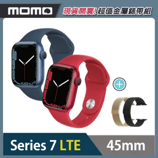 金屬錶帶超值組★【Apple 蘋果】Watch Series 7 45公釐鋁金屬錶殼搭配運動型錶帶(LTE版)