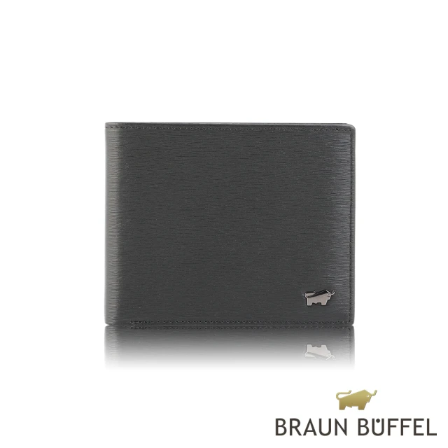 【BRAUN BUFFEL 德國小金牛】台灣總代理 波索 8卡皮夾-黑色(BF386-313-BK)