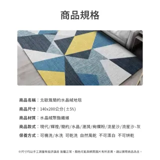 【寢室安居】買一送一-簡約時尚水晶絨地毯140X200cm(任選2入)