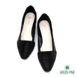 【GREEN PINE】典雅水鑽簍空網紗楔型包鞋(黑色)