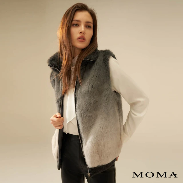 MOMA 兔毛拼接羊皮背心-